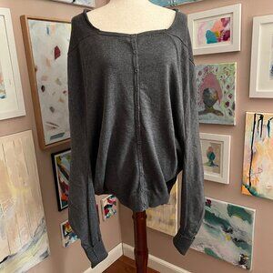 Lole Gray Button Front Lightweight Knit Cardigan M Athleisure Chic Cozy Yoga